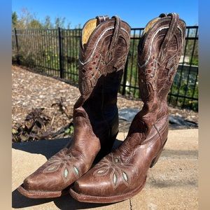Tony Lama brown cowboy boot